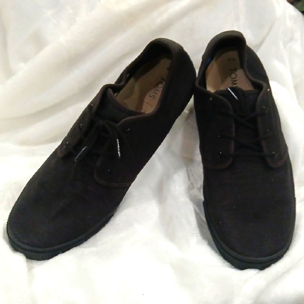 Men's Toms Charcoal Canvas Oxfords Size 14